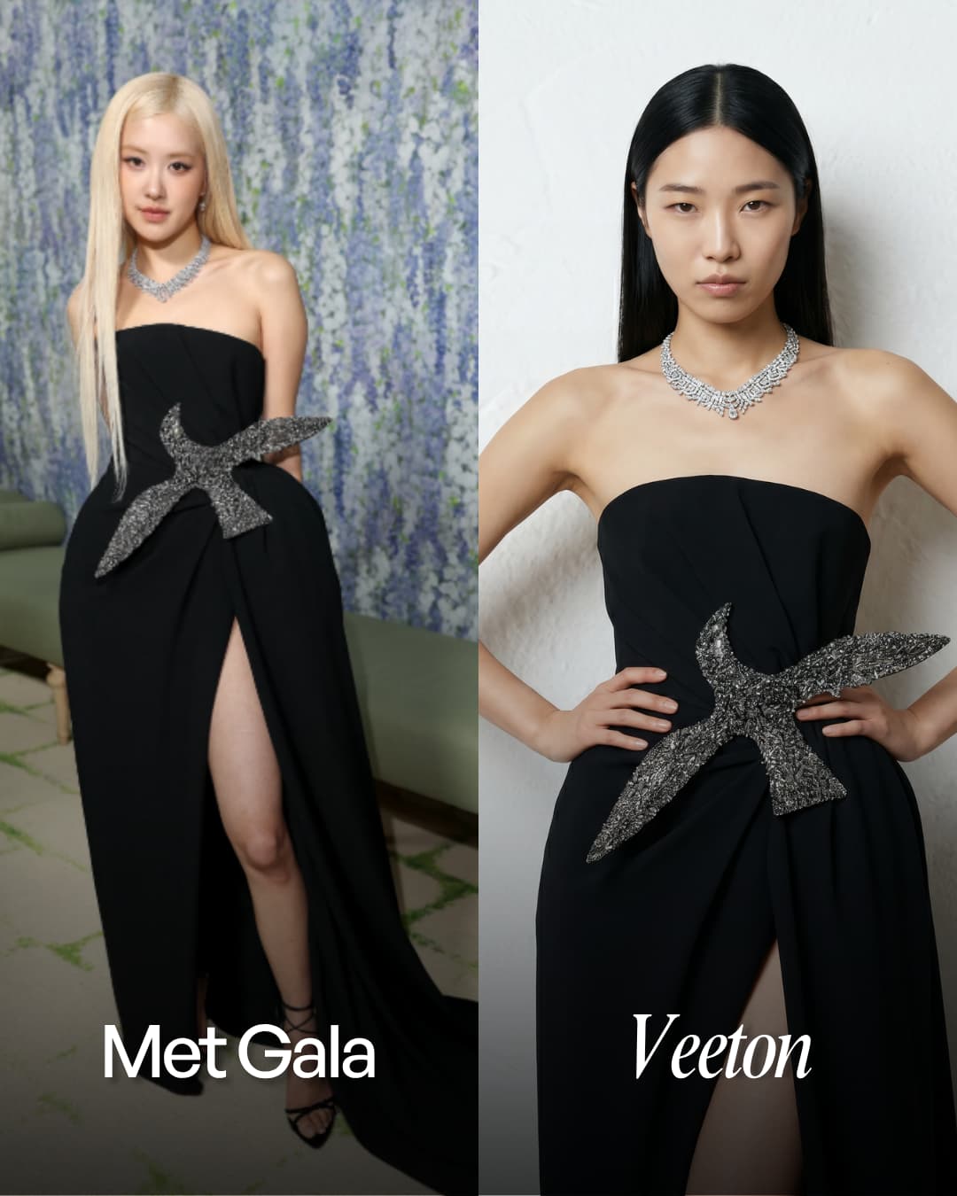 Clothing design of Rose and same outfit on an ai fashion model