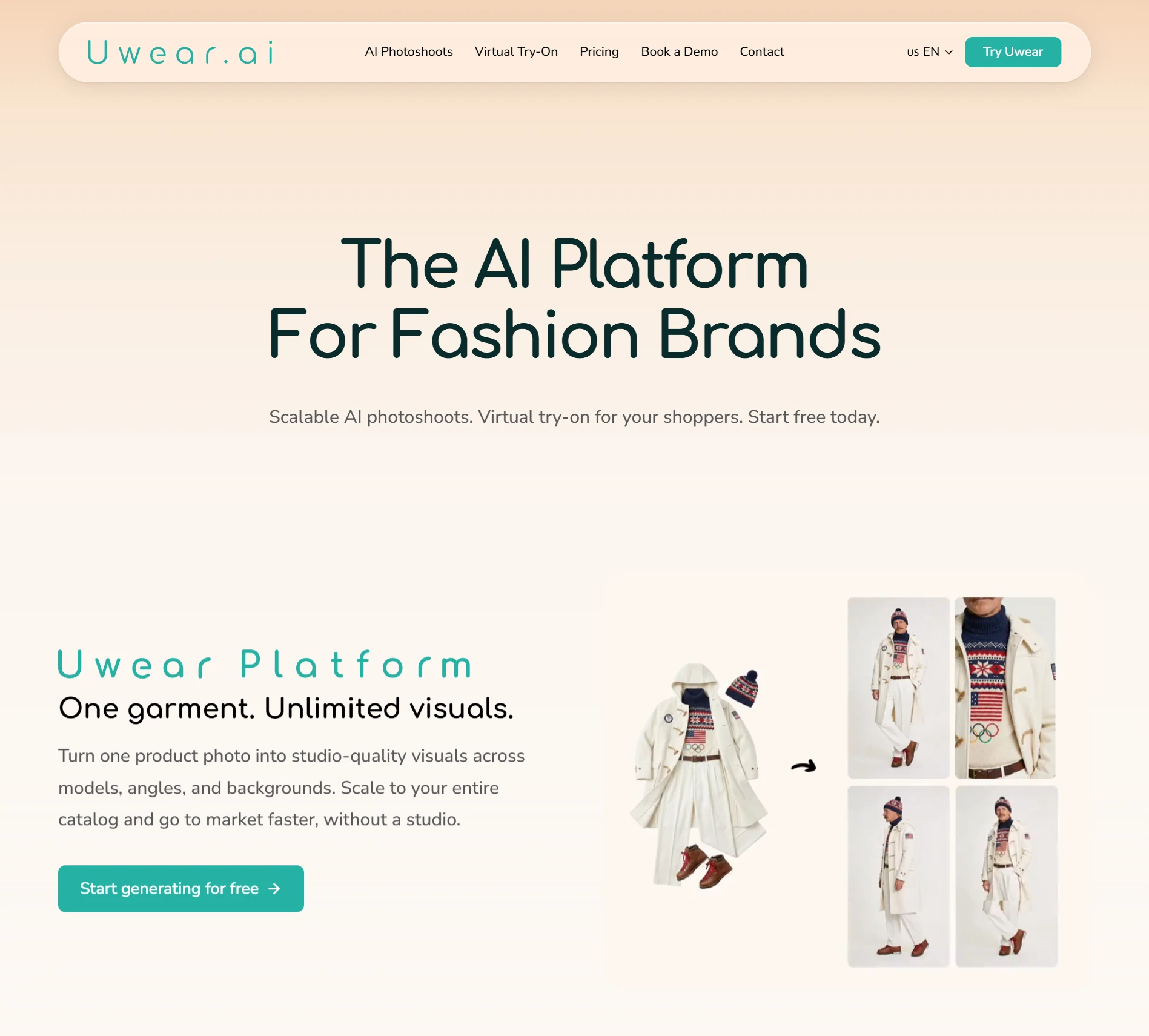 Uwear Website Homepage