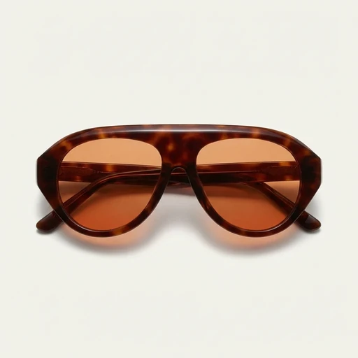 Packshot of tortoiseshell aviator sunglasses with amber lenses