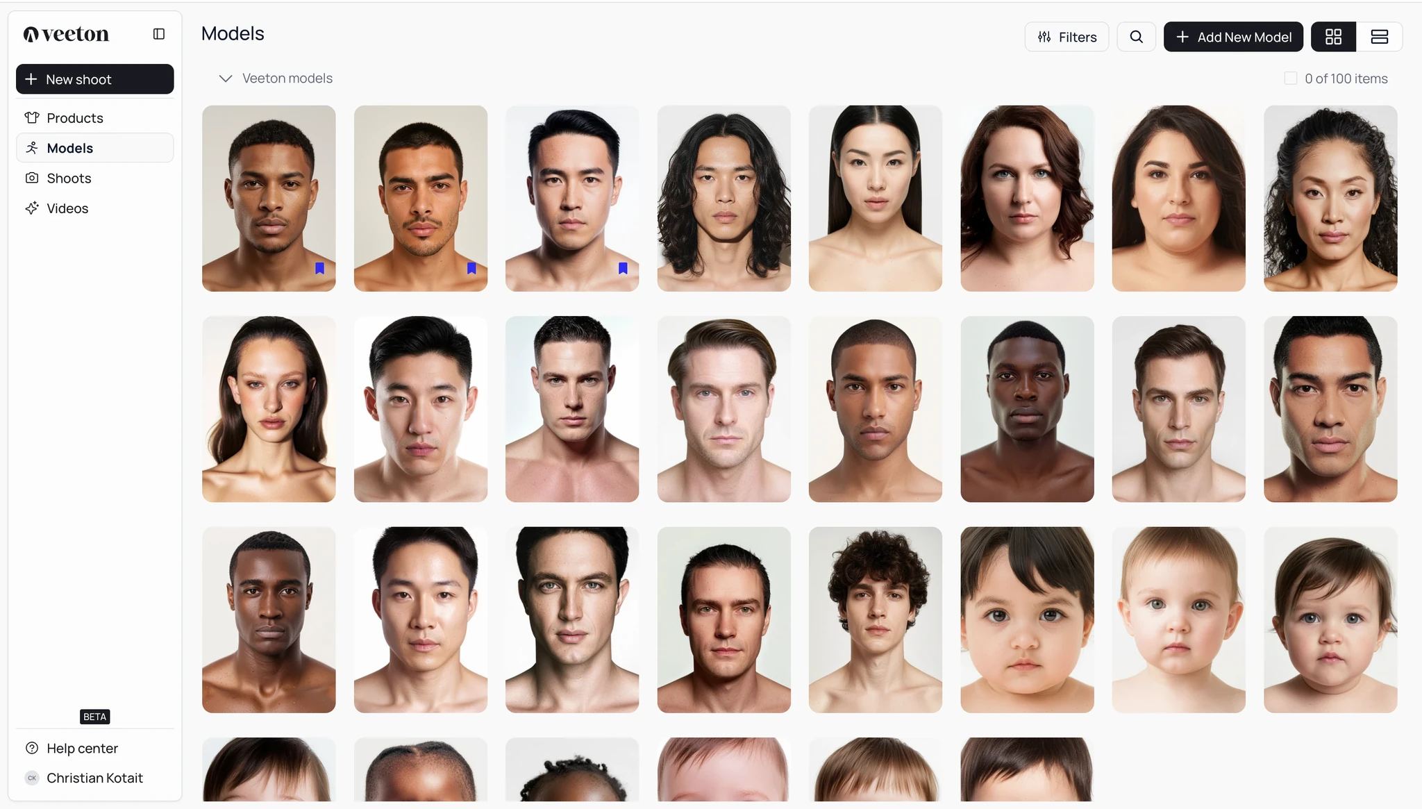 AI-generated models gallery