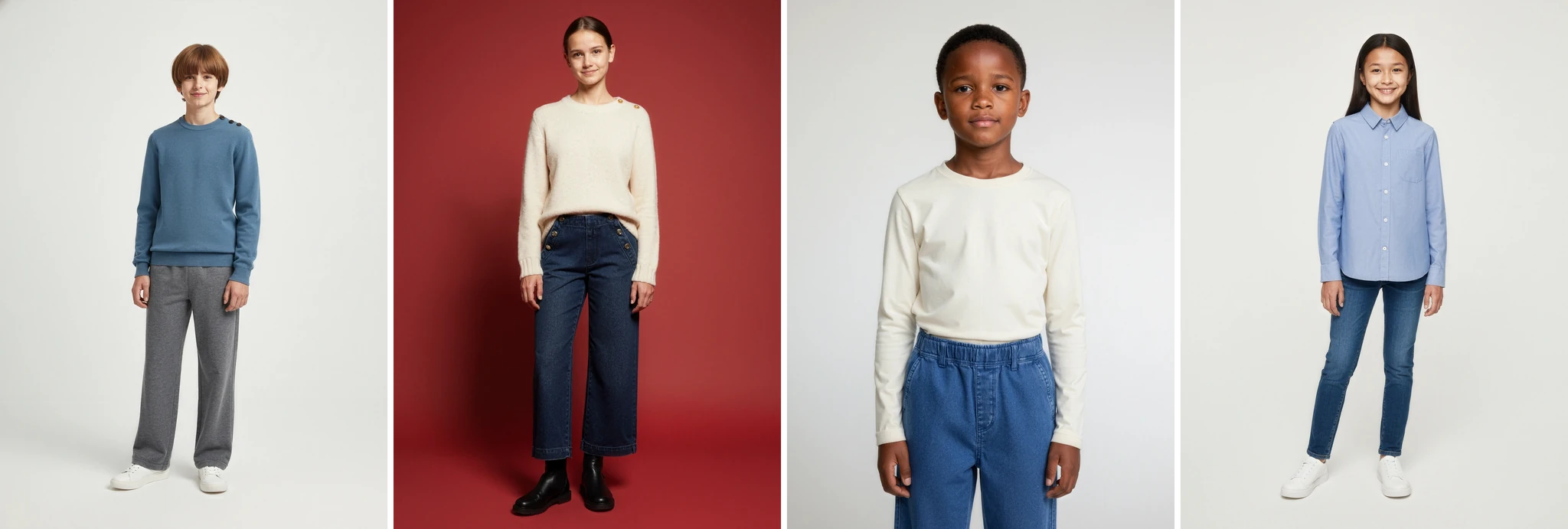 AI generated child fashion model wearing kidswear