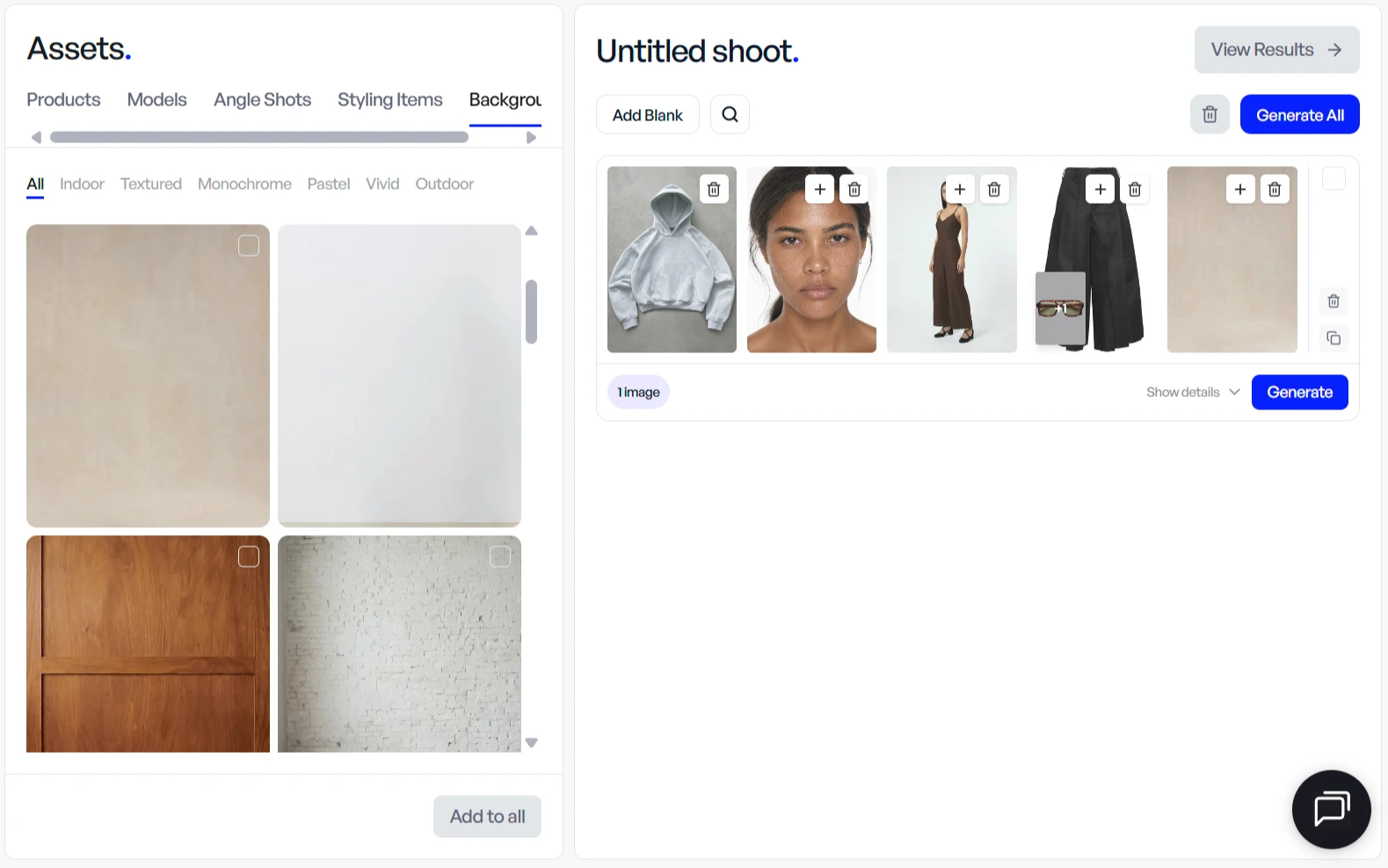 Veeton's interface to make an outfit
